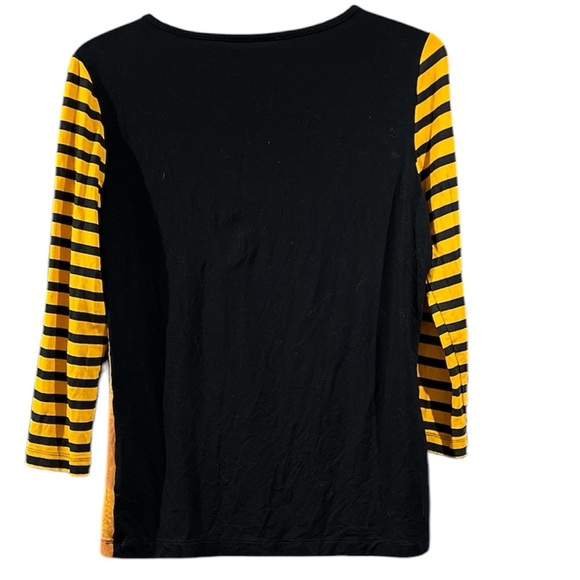 Orly Dark Yellow & Black Abstract Top - Size Small - Picture 2 of 5